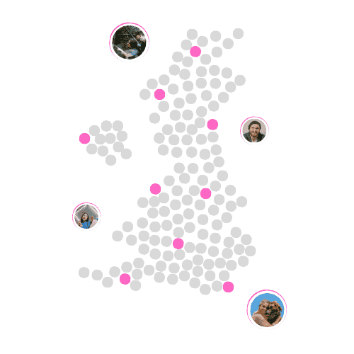 UK creator network map with creators across the country
